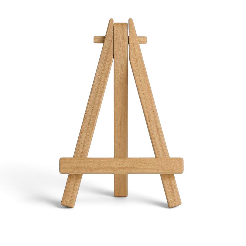 Let's Be Frank Australia wooden display easel for ceramic statement coasters on a white background