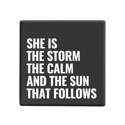 Message-led ceramic coasters with bold quote — minimal homeware gifts by Let’s Be Frank.