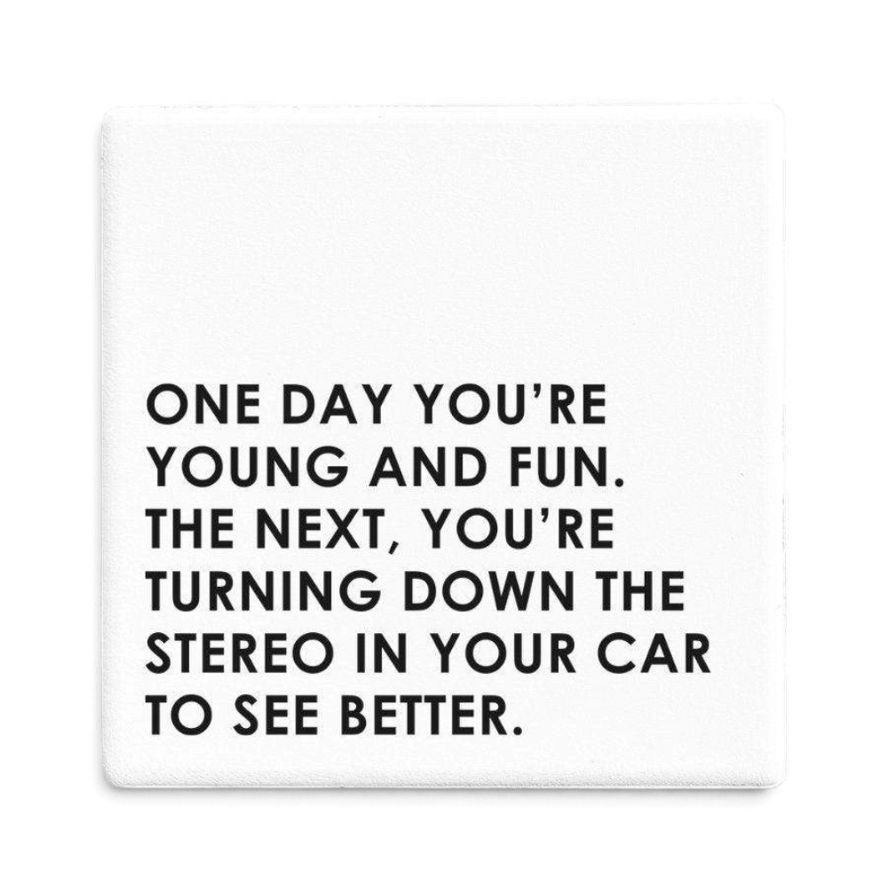 Let's Be Frank Australia - Young and Fun | Statement Coaster - SQUAREWARE - attitude-honesty, coaster, life-moments, vibe:funny
