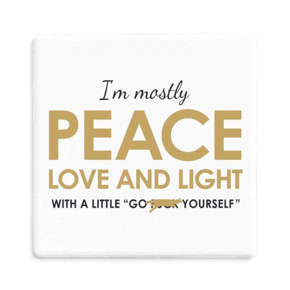 Let's Be Frank Australia - Peace Love Light | Statement Coaster - Coaster - attitude-honesty, coaster, vibe:spicy