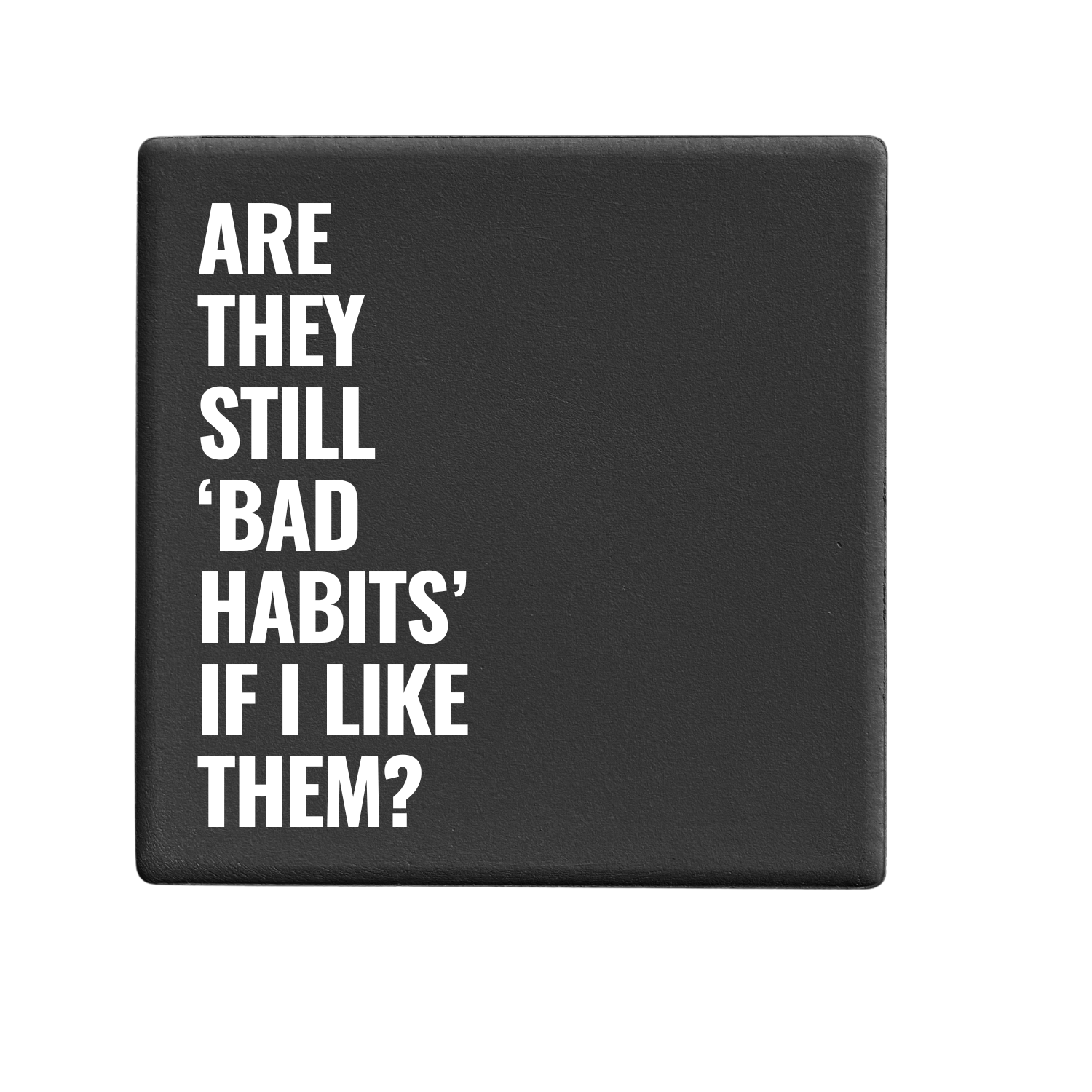 Message-led ceramic coasters with bold quote — minimal homeware gifts by Let’s Be Frank.