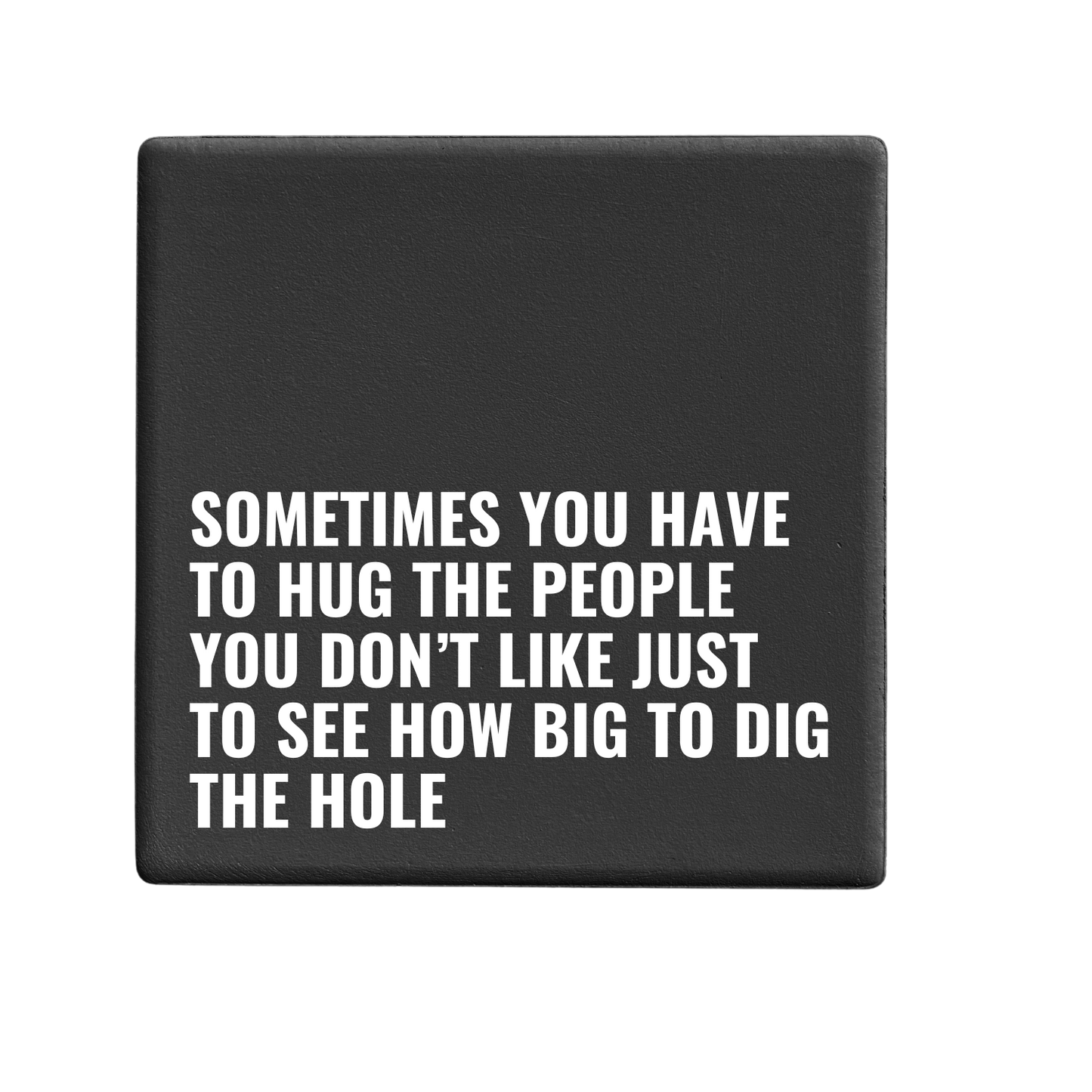 Message-led ceramic coasters with bold quote — minimal homeware gifts by Let’s Be Frank.
