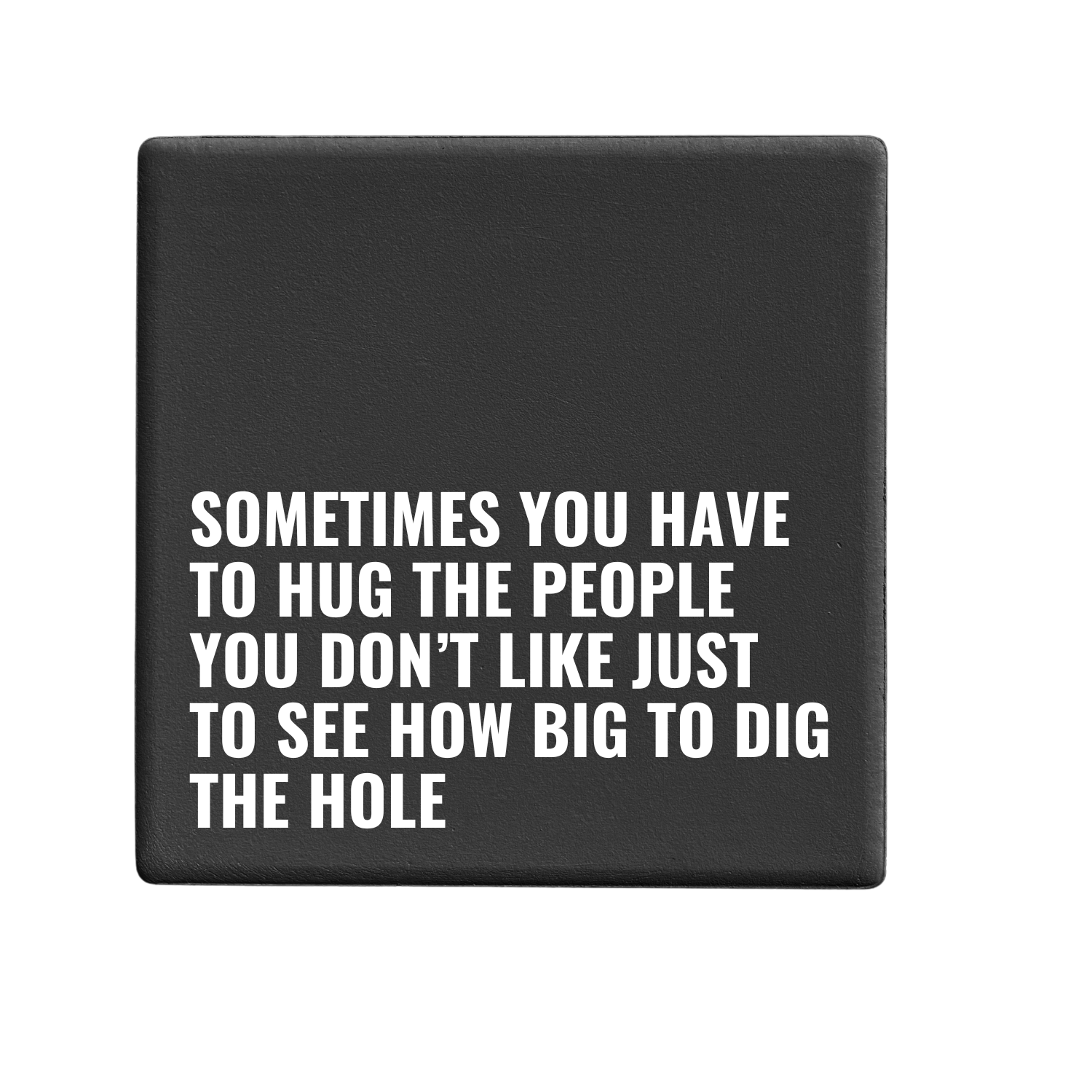 Message-led ceramic coasters with bold quote — minimal homeware gifts by Let’s Be Frank.