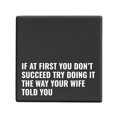 Message-led ceramic coasters with bold quote — minimal homeware gifts by Let’s Be Frank.