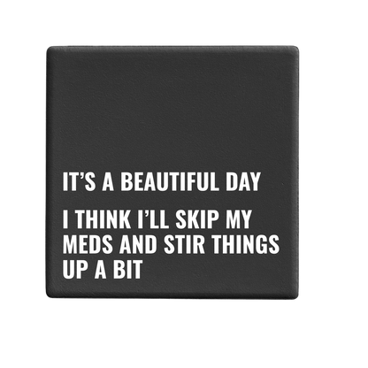 Message-led ceramic coasters with bold quote — minimal homeware gifts by Let’s Be Frank.