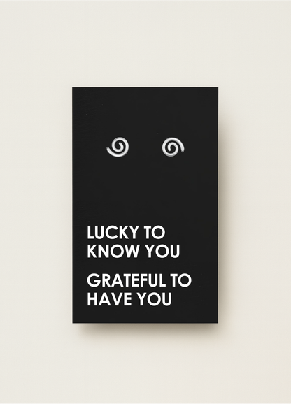 925 stud earrings with message card — minimal gift earrings by Let’s Be Frank.