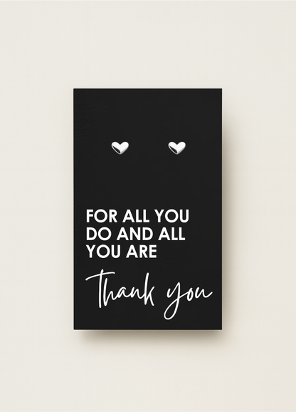 925 stud earrings with message card — minimal gift earrings by Let’s Be Frank.