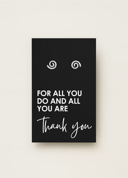 925 stud earrings with message card — minimal gift earrings by Let’s Be Frank.