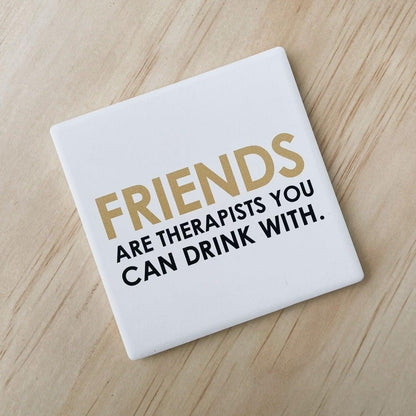 Message-led ceramic coasters with bold quote — minimal homeware gifts by Let’s Be Frank.