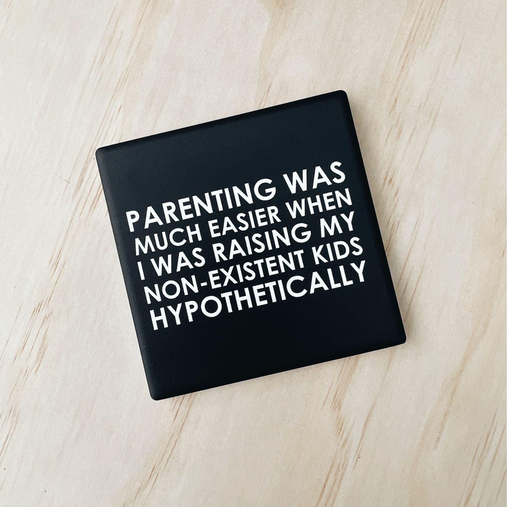 Message-led ceramic coasters with bold quote — minimal homeware gifts by Let’s Be Frank.